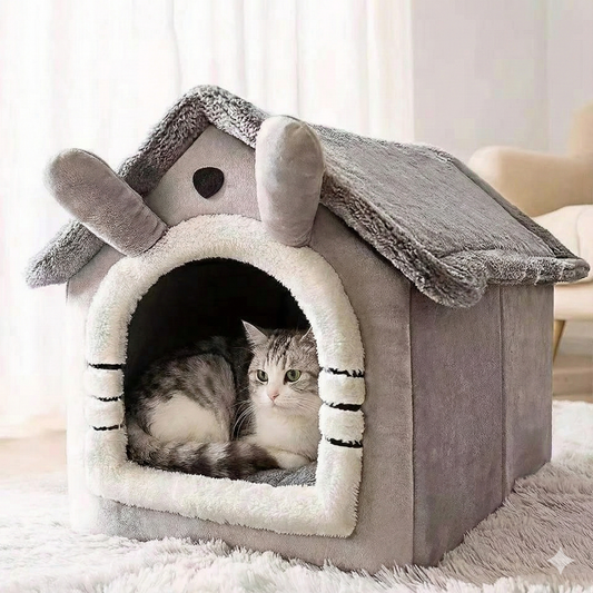 Niche D'Hiver Pliable & Ultra-Douce – Le Cocon Parfait pour Chat & Petit Chien 💤