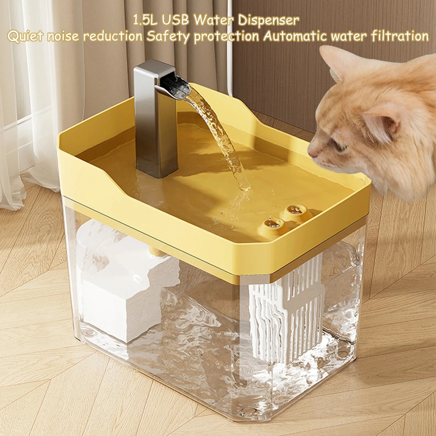Fontaine à Eau 1.5L pour Chat & Chien – 3 Modes, Filtre Inclus & Silencieuse 🐱🐶