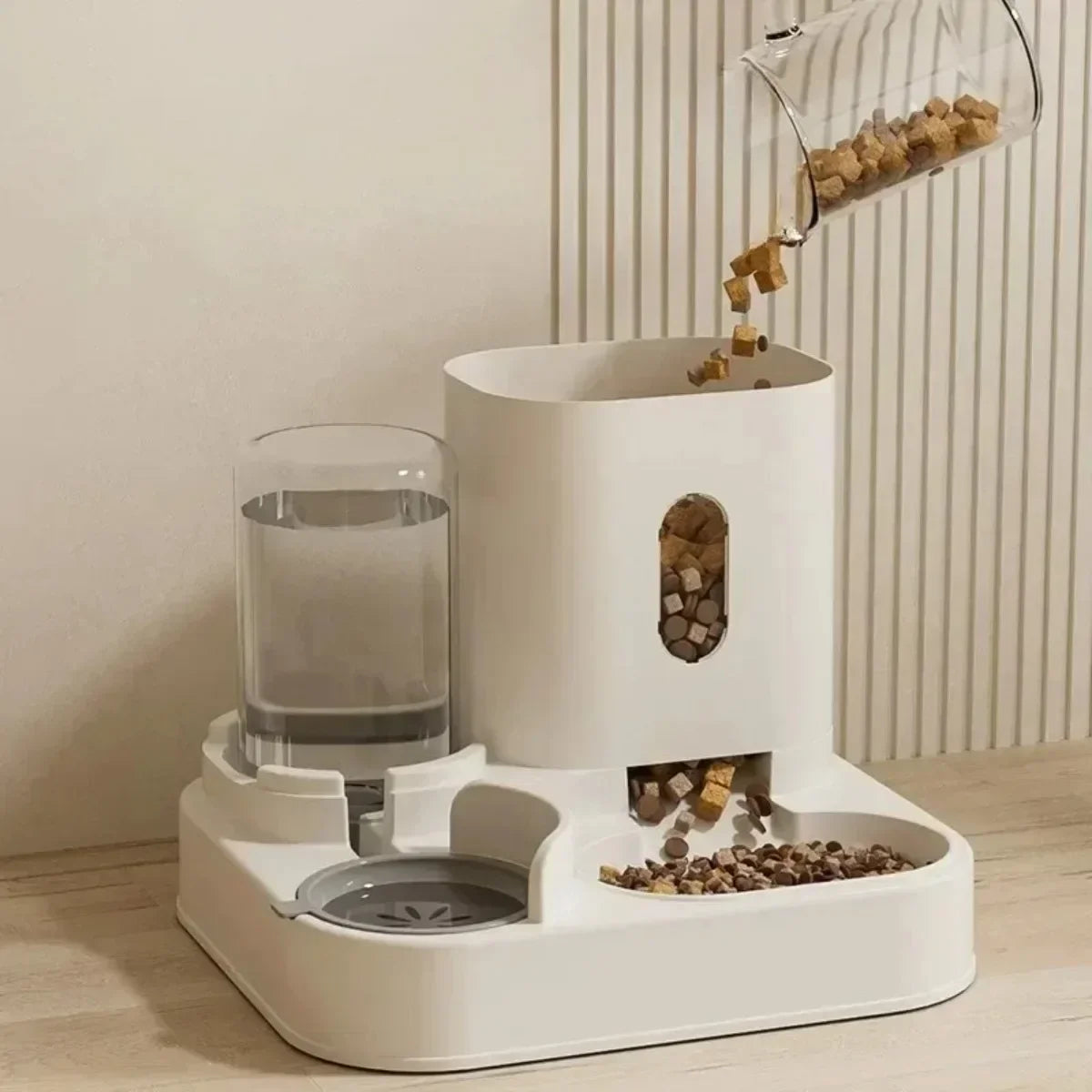 Distributeur 2-en-1 Eau & Croquettes – Automatique & Sans Fil (Chat/Chien) 🐶🐱