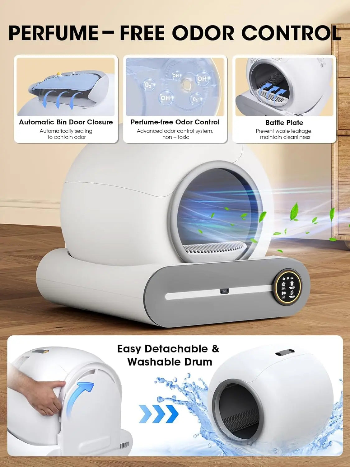 Litière Chat Robot VOFORD 65L – Auto-Nettoyante, Anti-Odeur & App (Français) 🐈✨