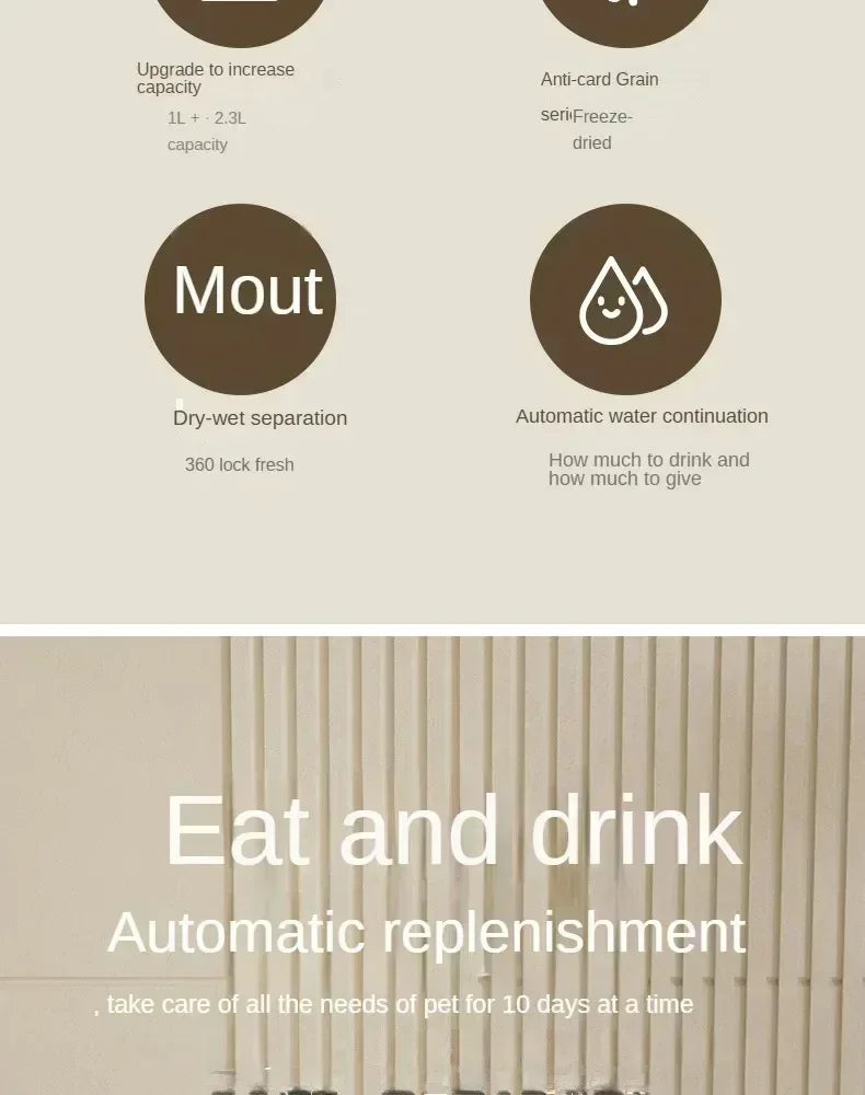 Distributeur 2-en-1 Eau & Croquettes – Automatique & Sans Fil (Chat/Chien) 🐶🐱