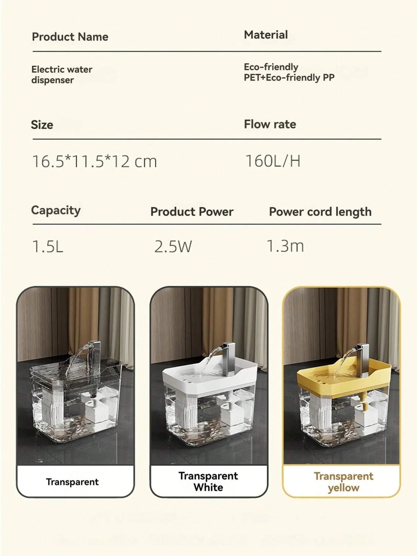 Fontaine à Eau 1.5L pour Chat & Chien – 3 Modes, Filtre Inclus & Silencieuse 🐱🐶