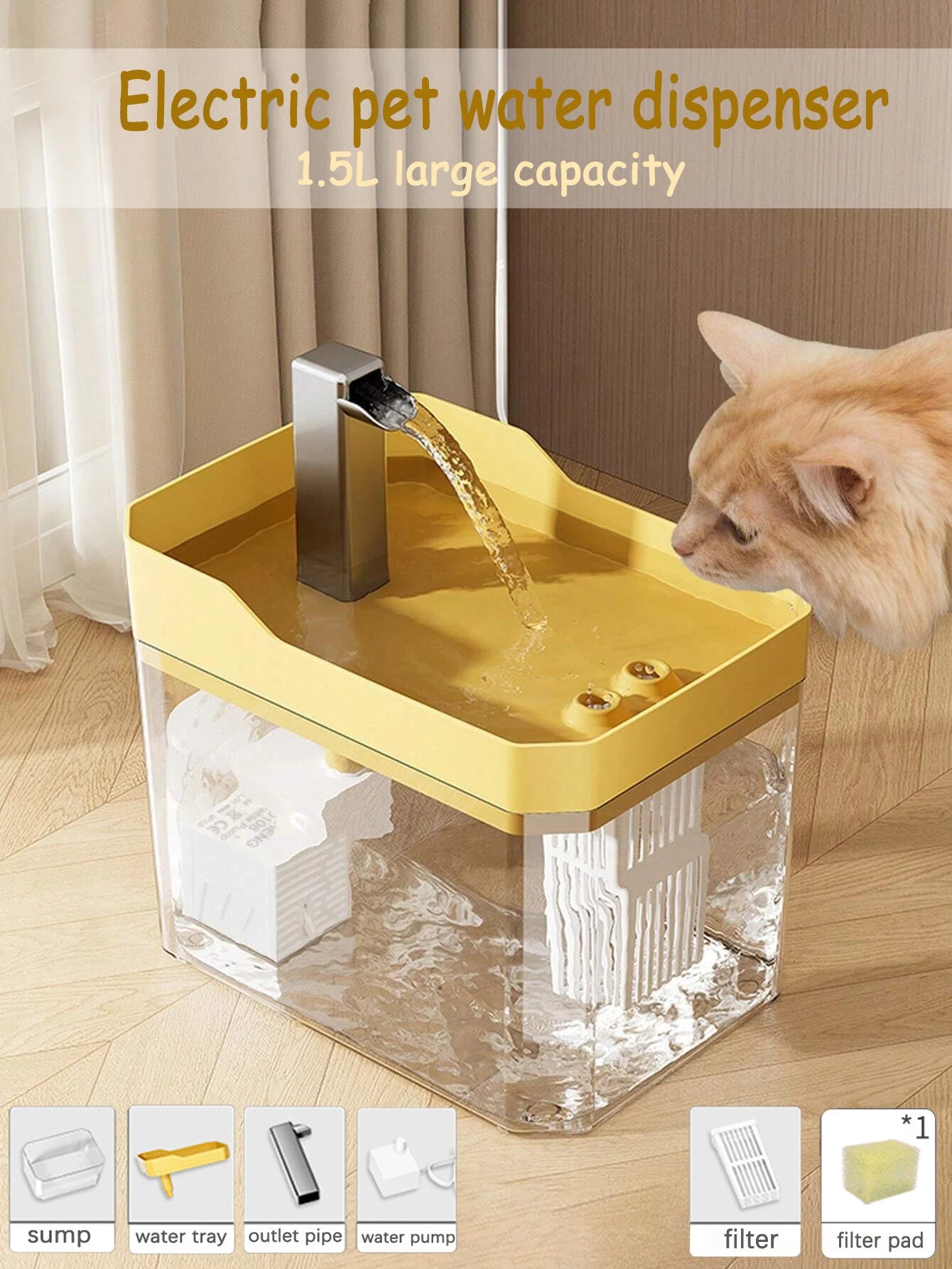 Fontaine à Eau 1.5L pour Chat & Chien – 3 Modes, Filtre Inclus & Silencieuse 🐱🐶