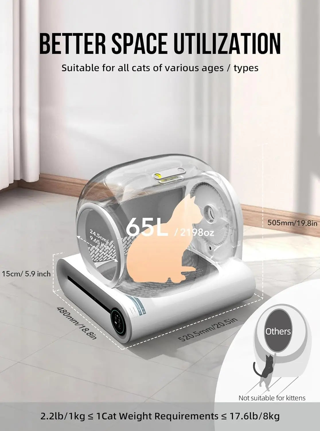 Litière Chat Robot VOFORD 65L – Auto-Nettoyante, Anti-Odeur & App (Français) 🐈✨